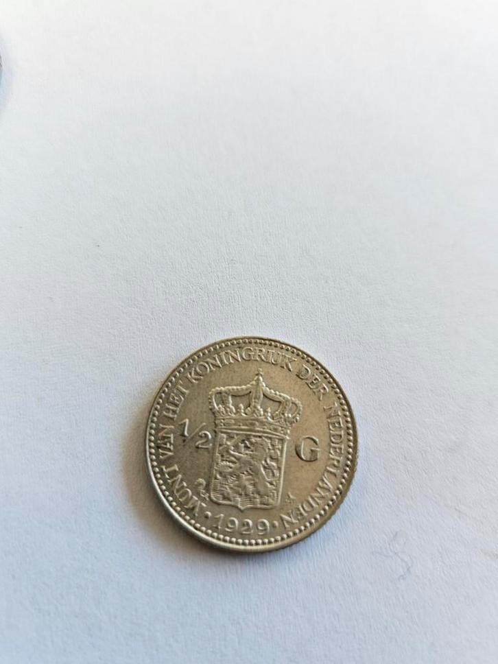 Zilveren 1/2 Gulden 1929 Koningin Wilhelmina, Postzegels en Munten, Munten | Nederland, Losse munt, ½ gulden, Koningin Wilhelmina
