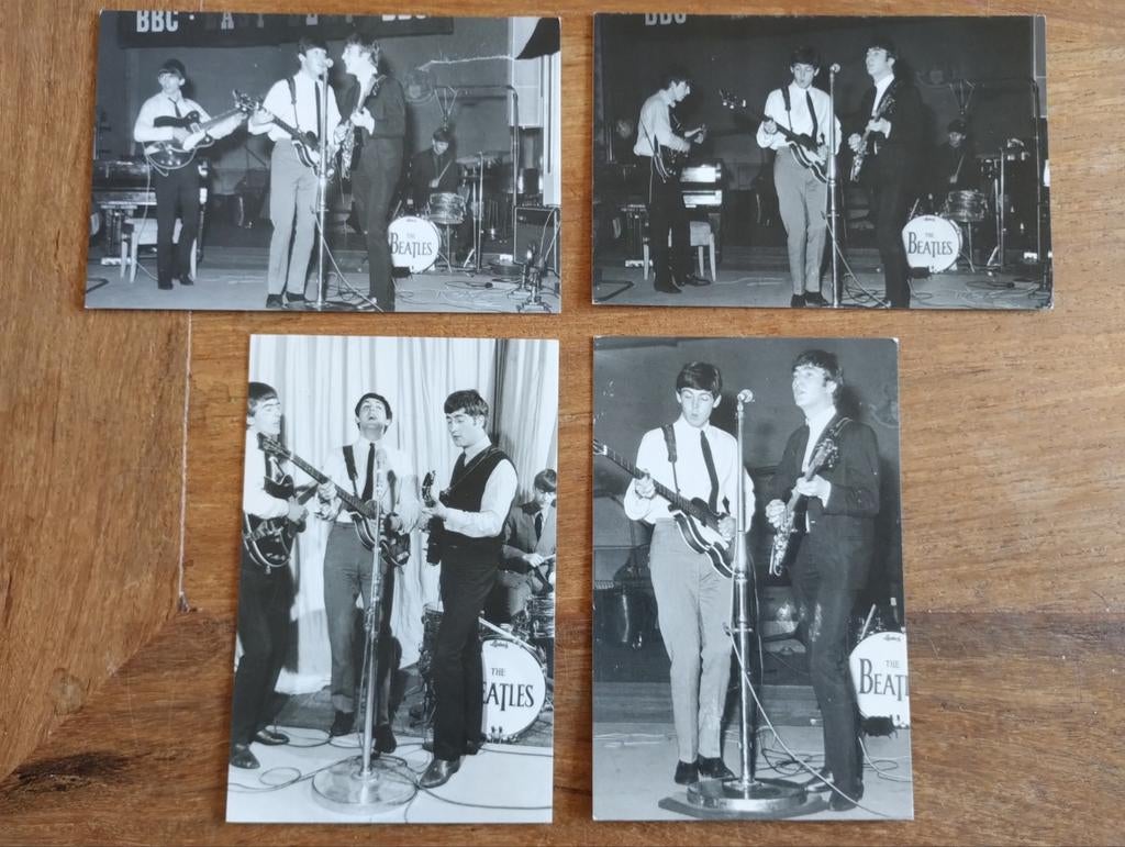 The Beatles ansichtkaarten BBC studio optreden (4 stuks), Ophalen of Verzenden, 1960 tot 1980, Overige onderwerpen