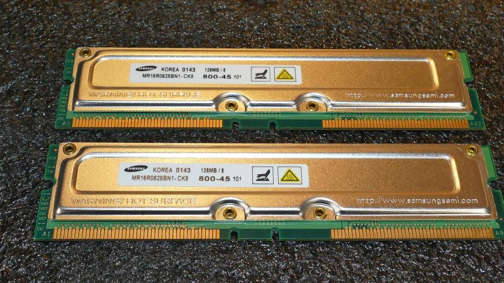 Samsung 2 x 128MB RD‑RIMM PC800‑45 RDRAM set, Ophalen of Verzenden