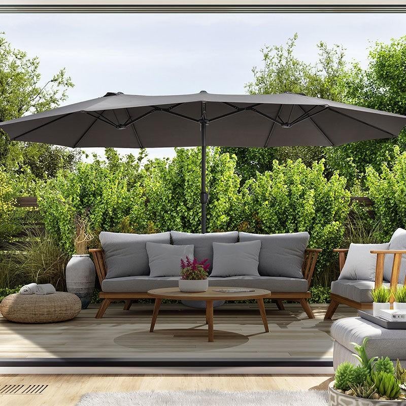 Dubbele Parasol met Beschermhoes 265 x 450x240 cm (LxBxH), Tuin en Terras, Parasols, Online, Nieuw, Ophalen of Verzenden, Zweefparasol