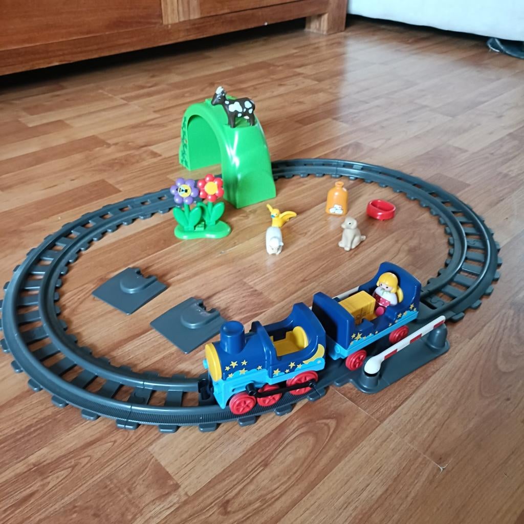 Playmobil treinset met extra trein en accessoires, Kinderen en Baby's, Speelgoed | Playmobil, Ophalen of Verzenden, Gebruikt, Complete set