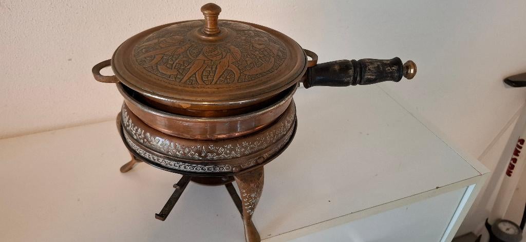 Zeer fraaie koperen chafing dish., Ophalen of Verzenden, Koper