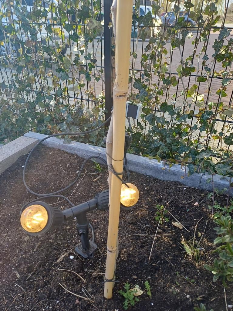 Buitenverlichting met 2 spots en grondpennen, Kunststof, Gebruikt, Minder dan 50 watt, Ophalen of Verzenden