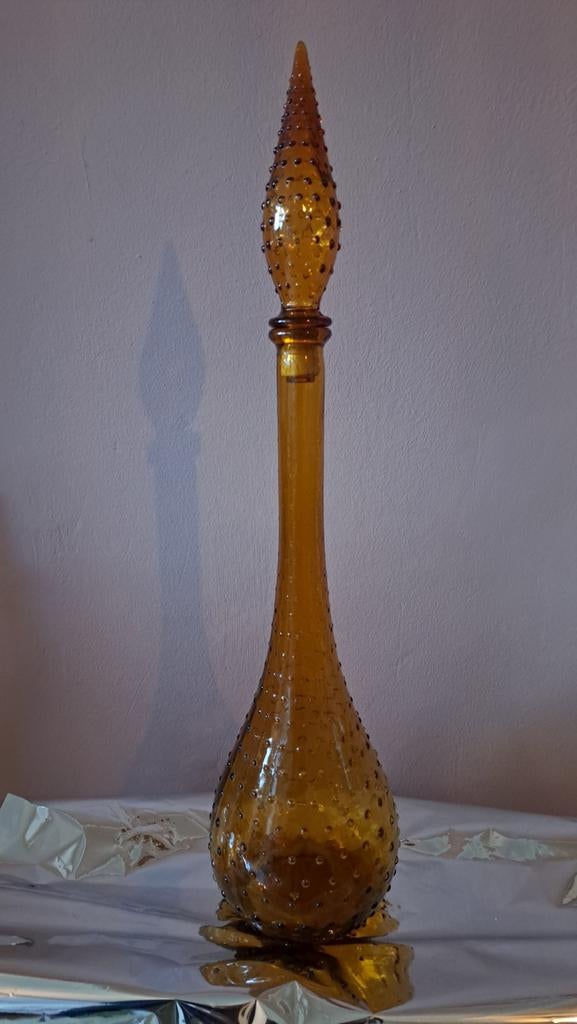 Vintage glazen Empoli karaf, Ophalen of Verzenden, Zilver, Overige materialen