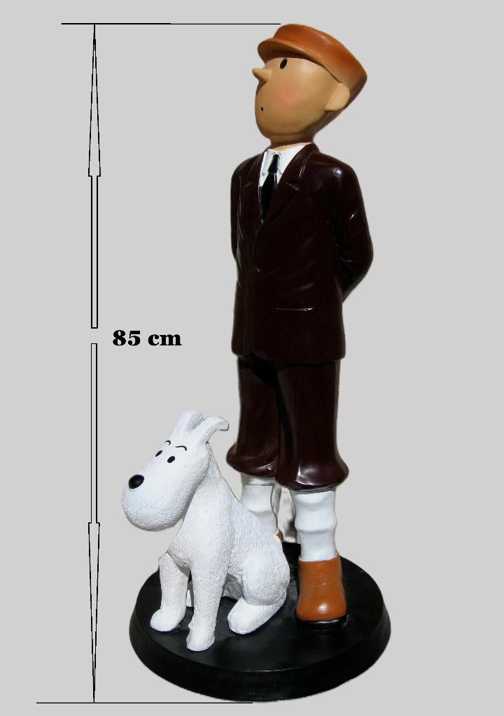 Groot beeld Kuifje en Bobby, Verzamelen, Stripfiguren, Zo goed als nieuw, Beeldje of Figuurtje, Kuifje, Ophalen