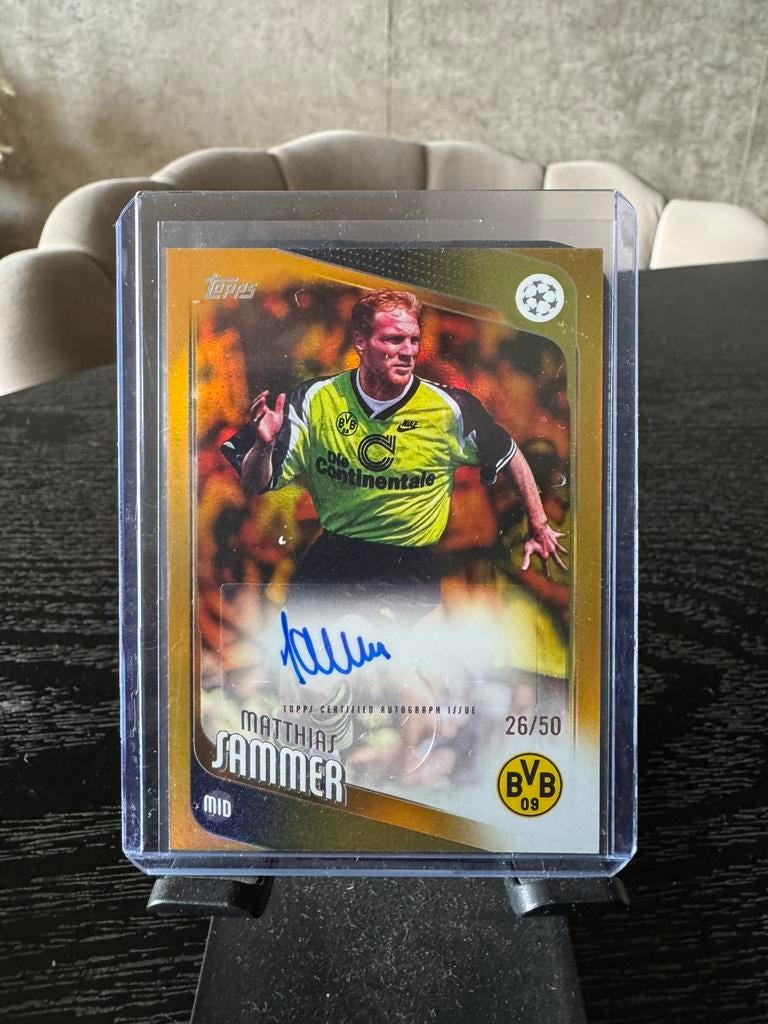 Topps Matthias Sammer autograph 26/50, Ophalen of Verzenden, Zo goed als nieuw, Buitenlandse clubs, Spelerskaart