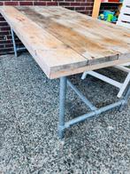 Robuuste Eettafel Buiten: Steigerhout & Steigerbuis Onderste, Tuin en Terras, Ophalen, Gebruikt, Rechthoekig, Hout