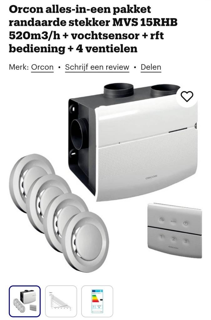 Mechanische ventilatie box Orcon MVS 15 RHB, Ophalen, Zo goed als nieuw, Afzuiger