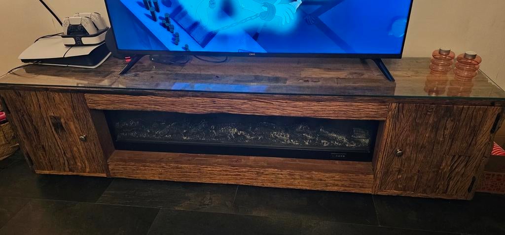 Tv kast met haard, Huis en Inrichting, Kasten | Televisiemeubels, Ophalen, 25 tot 50 cm, Minder dan 100 cm