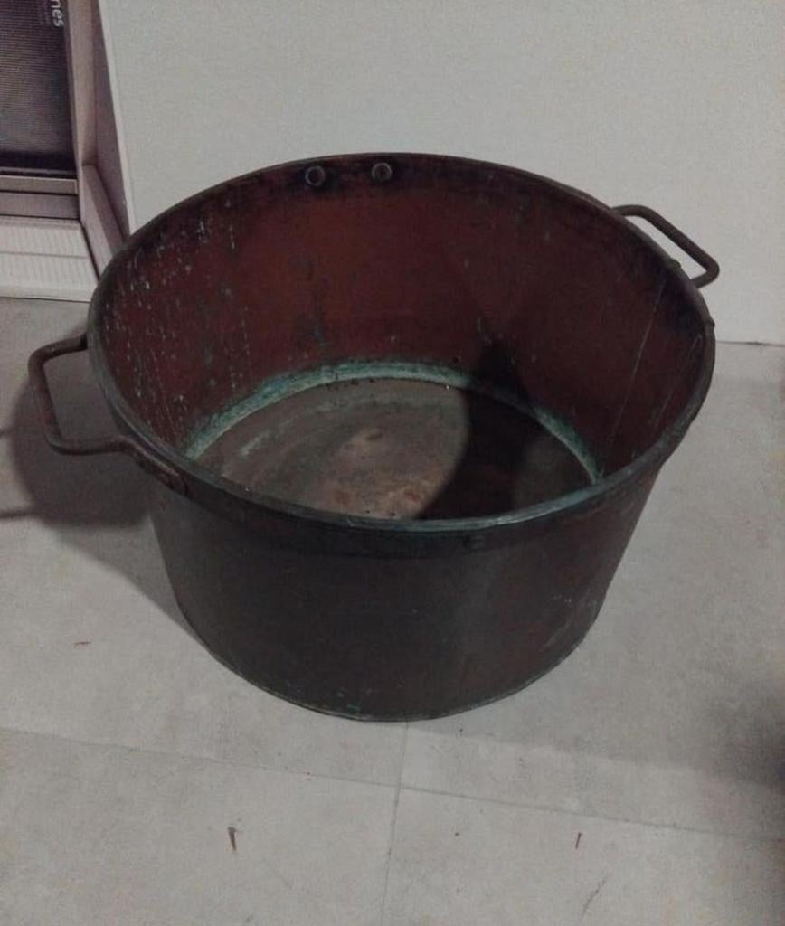 Brocante oude confiturepan koperen confiture pot
ø pan 50cm, Ophalen of Verzenden, Overige materialen