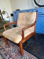 Vintage fauteuil leer Deens design Olsen & Son, Huis en Inrichting, Fauteuils, Ophalen, Zo goed als nieuw, 50 tot 75 cm, Leer