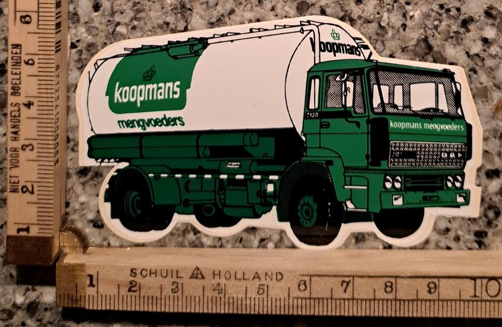 Vintage sticker KOOPMANS vrachtwagen vrachtauto DAF merk, Ophalen of Verzenden, Zo goed als nieuw