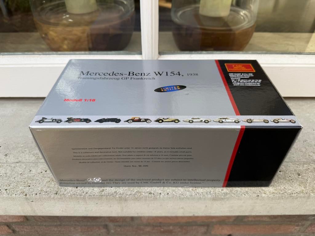 1:18 Mercedes-Benz W154 GP Training Frankrijk 1938 CMC M-099, Hobby en Vrije tijd, Modelauto's | 1:18, Overige merken, Auto, Nieuw