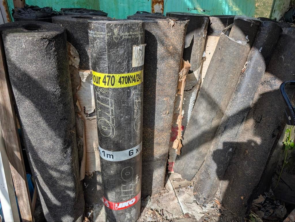 Rollen bitumen (7 vol en 7 aangebroken) dakleer, Ophalen, Overige materialen, Zwart, 15 m² of meer