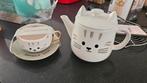 Hema kat theepot, schaaltje en kopje, Ophalen, Nieuw, Porselein, Overige stijlen