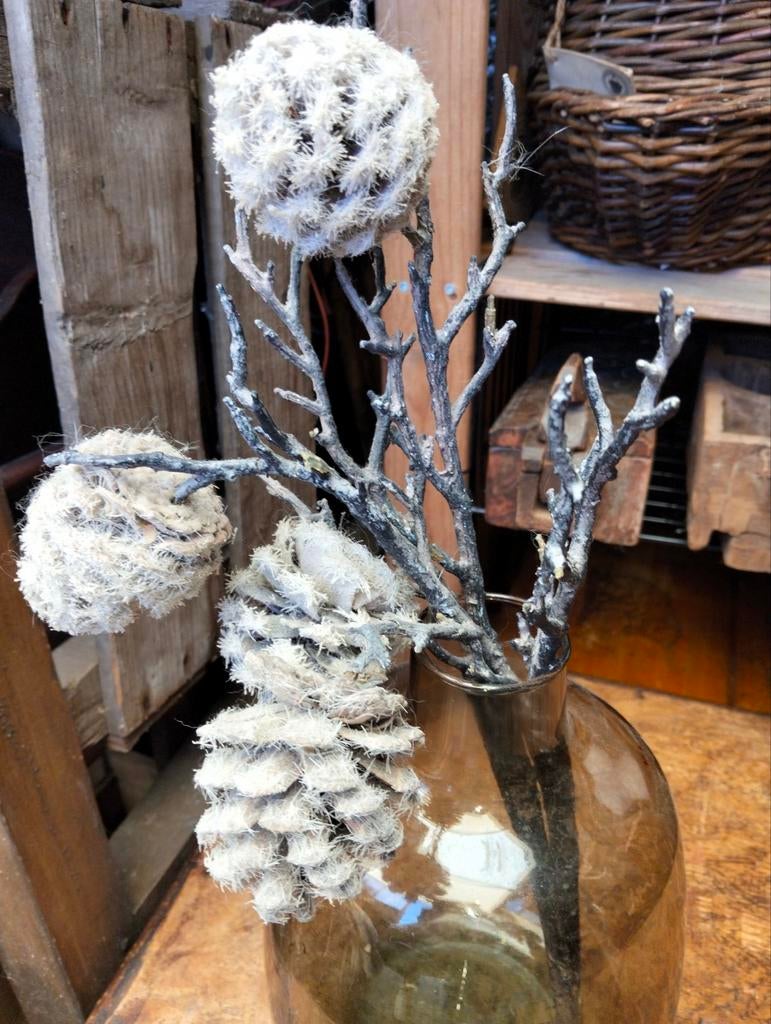 Mooie glazen vaas (bruin) met takken, Ophalen of Verzenden