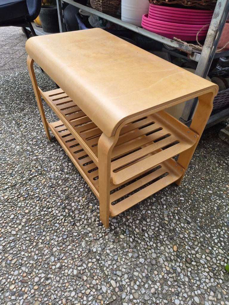 Vintage ikea kantra salontafel / bankje met 2 planken, Ophalen of Verzenden, Gebruikt