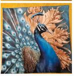 2 X Mooie Nieuwe kussenhoes Pauw met goudkleur, Ophalen of Verzenden, Nieuw, Overige kleuren, Vierkant