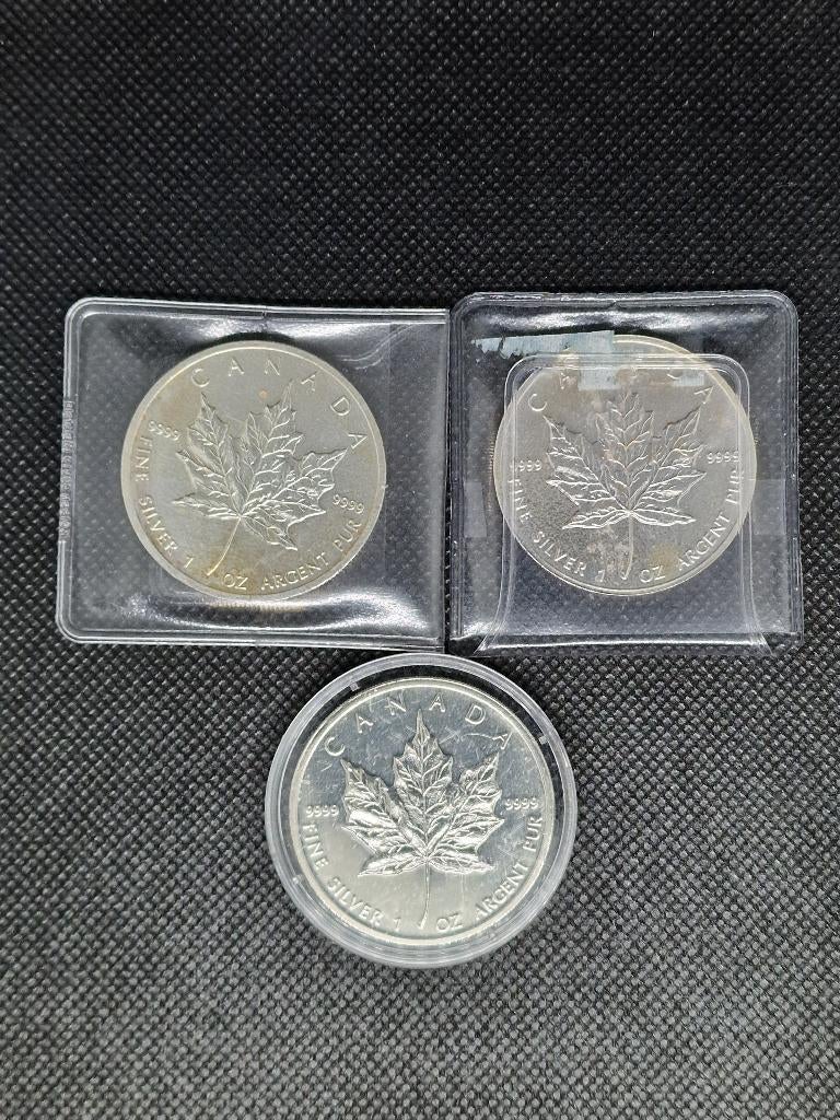999 ZILVER 1 OUNCE MAPLE LEAF SILVER MUNT OZ, Postzegels en Munten, Edelmetalen en Baren, Ophalen of Verzenden, Zilver