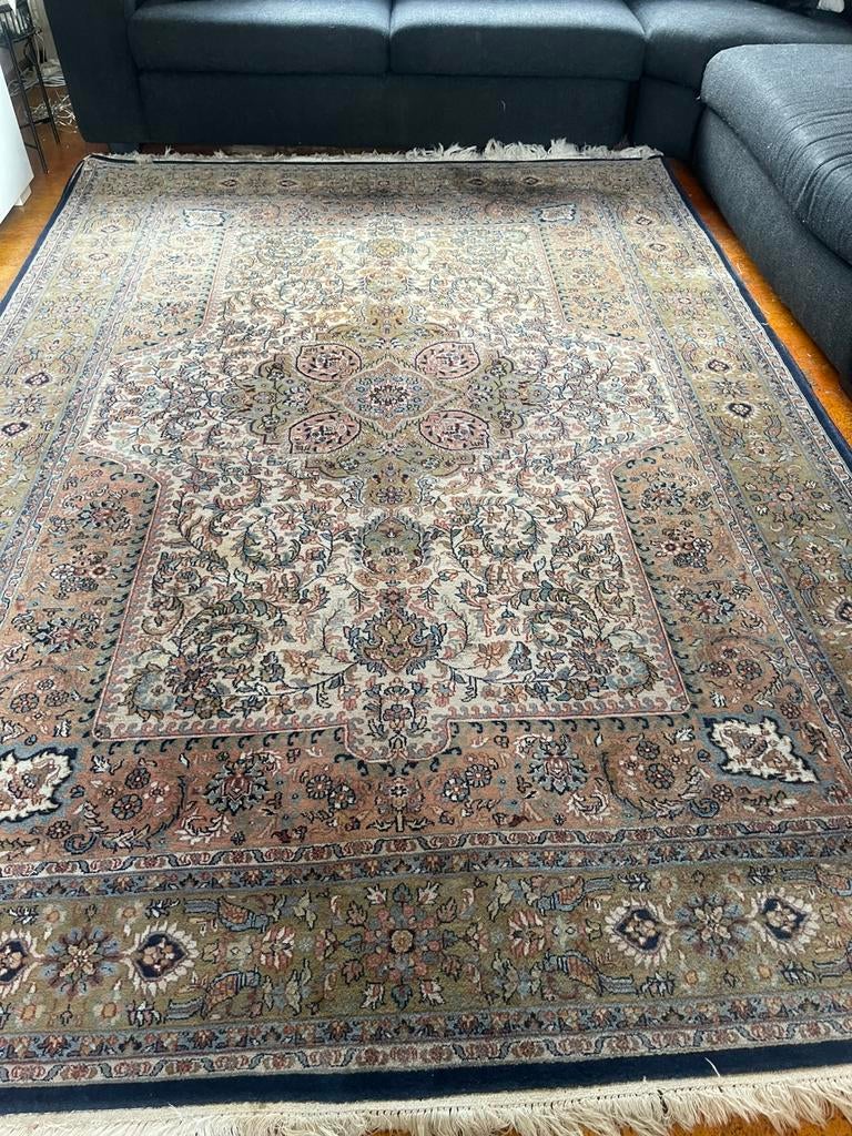 Echt hand geknoop perzische tapijt Lawar maat 3/2, Ophalen of Verzenden, Zo goed als nieuw, Rechthoekig, 200 cm of meer