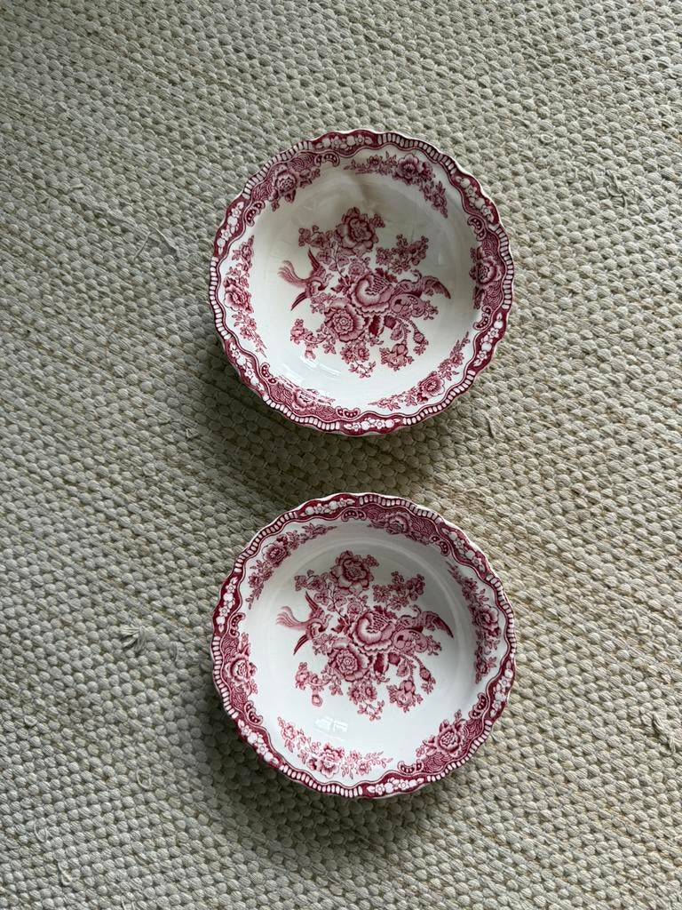 Bristol Crown Ducal roze wit antiek 2 kommetjes, Antiek en Kunst, Ophalen of Verzenden