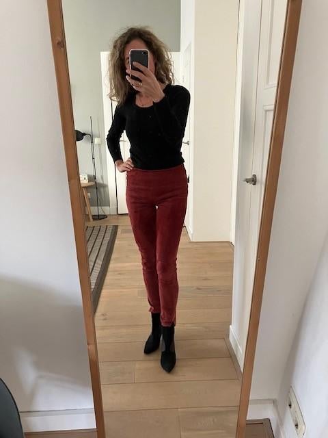 Forte forte suede bordeaux rode legging mt 36, Ophalen of Verzenden, Zo goed als nieuw, Maat 36 (S), Lang