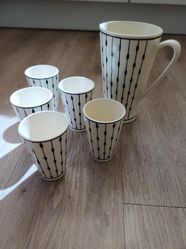 Vintage melkkan met 5 bekers - H Keramik 1959, Antiek en Kunst, Ophalen of Verzenden