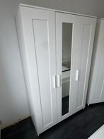 Witte kledingkast met spiegeldeur, Ophalen, Gebruikt, 100 tot 150 cm, 200 cm of meer