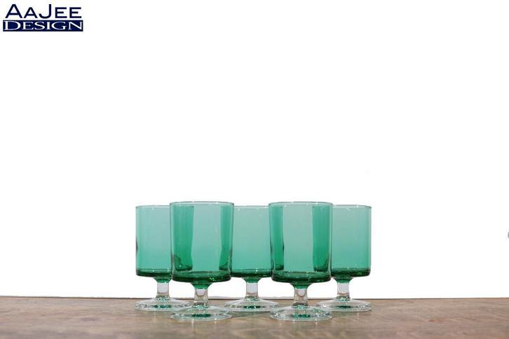Set van 5 – Luminarc – Cavelier – Groot glas – Groene kelk, Verzamelen, Glas en Borrelglaasjes, Gebruikt, Overige typen, Ophalen of Verzenden