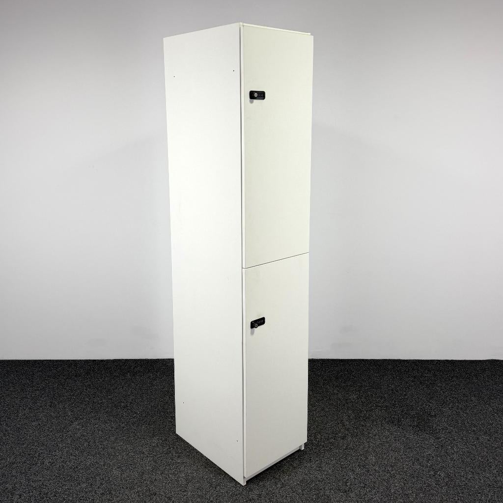 Houten Lockerkast 2-deurs - Wit | 198 x 40 x 56 cm 26168, Ophalen, Gebruikt, 1 of 2 laden, 150 tot 200 cm