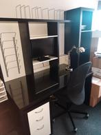 Ikea bureau met opbouw en glasplaat, Ophalen, Gebruikt, Bureau