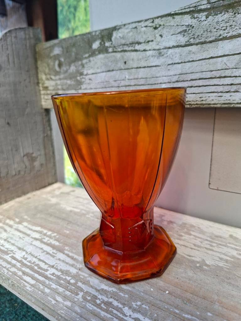 Antieke zeldzame Wilhelmina beker oranje vaasje, Antiek en Kunst, Ophalen of Verzenden