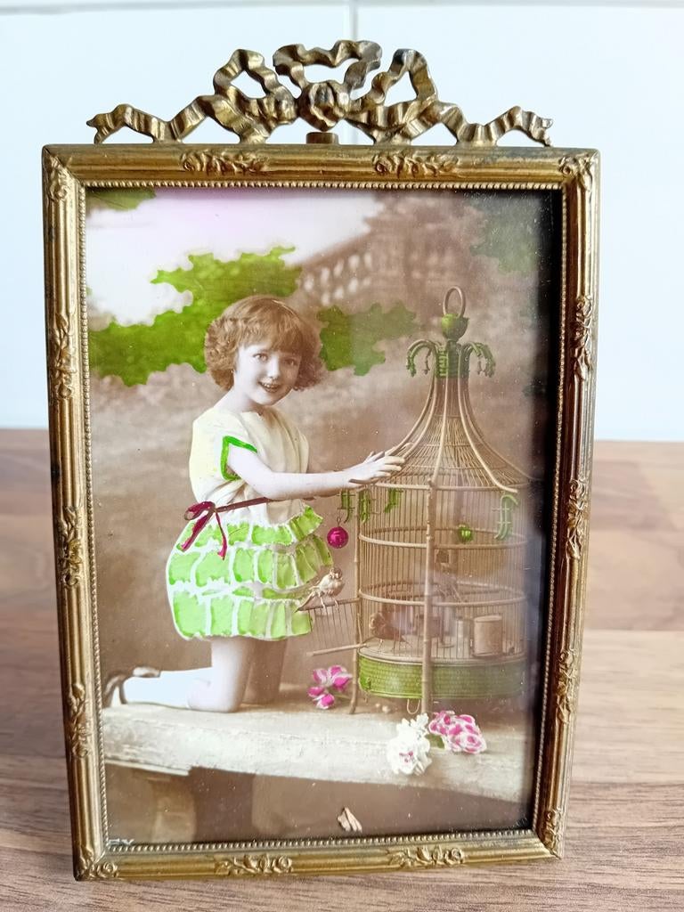 MOOI ANTIEK STRIKLIJSTJE KOPER/BRONS, Ophalen of Verzenden