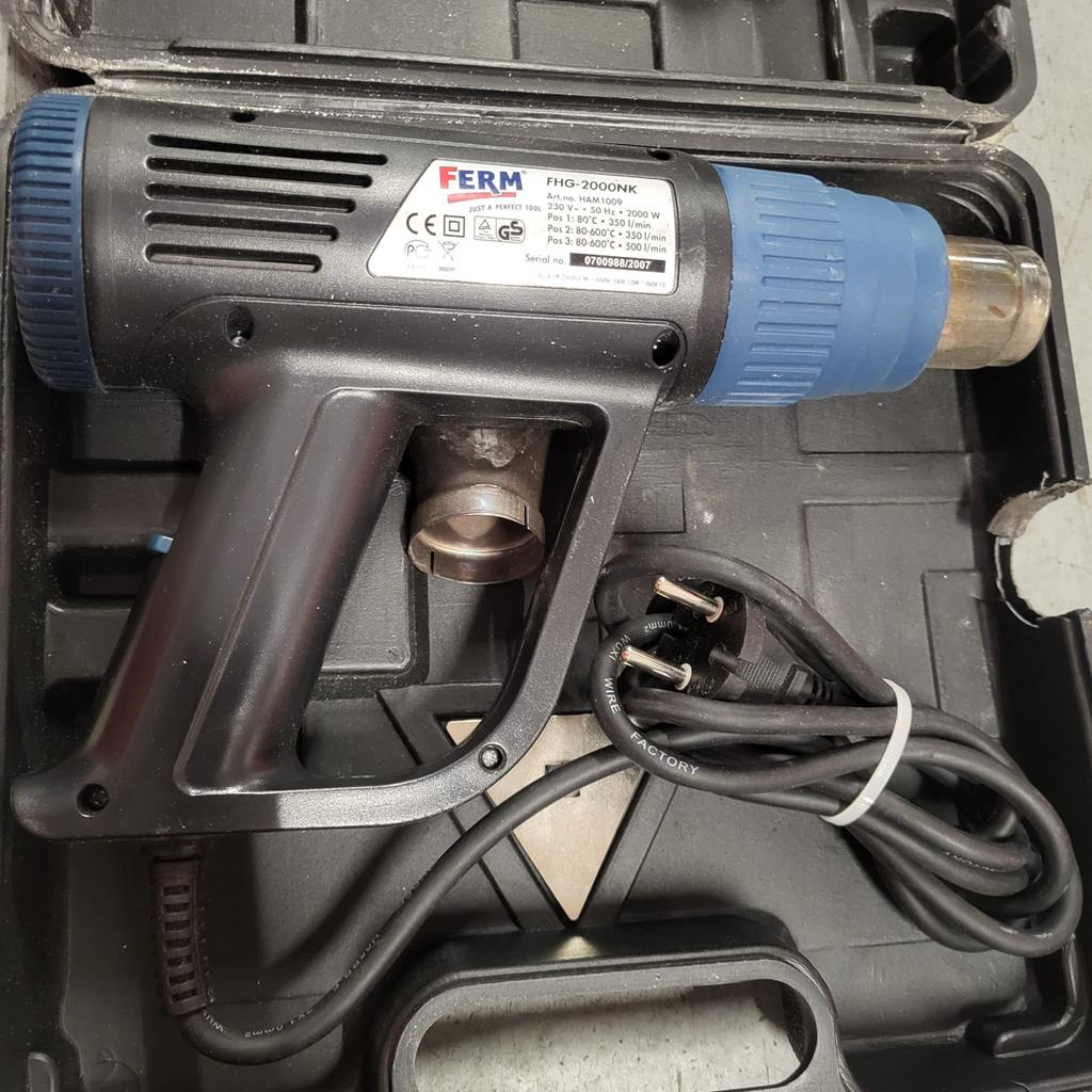 Ferm heteluchtpistool FHG-2000NK in koffer, Ophalen of Verzenden, Gebruikt
