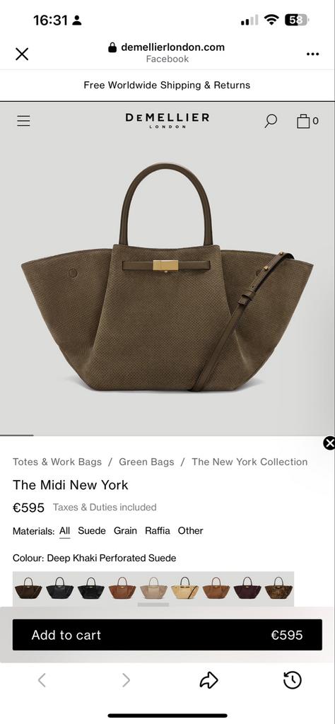 Splinternieuwe DeMellier The Midi New York tas, Ophalen of Verzenden, Nieuw, Groen, Handtas