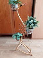 Vintage Bamboe Plantenstandaard voor 3 BloemPotjes, Ophalen of Verzenden, Gebruikt