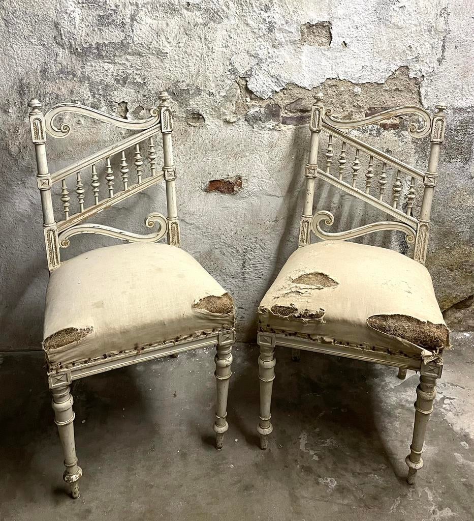 Brocante oude Franse houten stoelen / stoeltjes, Antiek en Kunst, Curiosa en Brocante, Ophalen