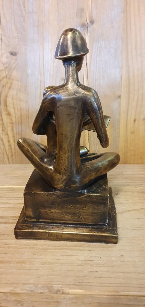 Moeder leest voor uit boek / kind / bronzenbeeld, Ophalen of Verzenden, Handgemaakt, Brons