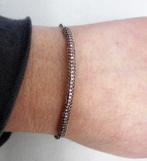 Zilveren verstelbare armband met roze steentjes nr.1724, Verzenden, Zo goed als nieuw, Zilver, Zilver