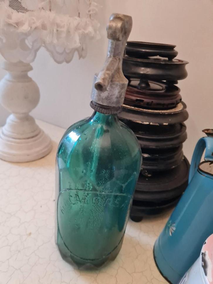 Antieke blauwe spuitfles  APA gazoasatas, Antiek en Kunst, Curiosa en Brocante, Ophalen of Verzenden