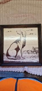 Wandbord met hond en huizen delfts, Ophalen of Verzenden