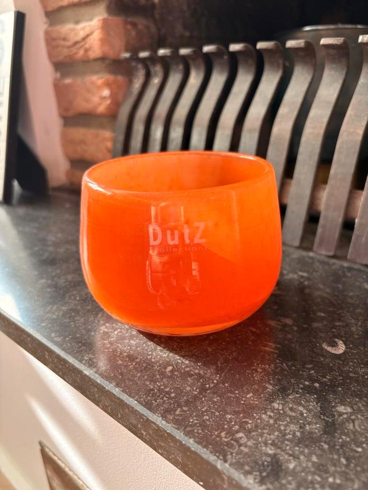 Lief Dutz vaasje glaswerk voor kaarsjes, plantje of bloempje, Huis en Inrichting, Woonaccessoires | Vazen, Gebruikt, Oranje, Minder dan 50 cm