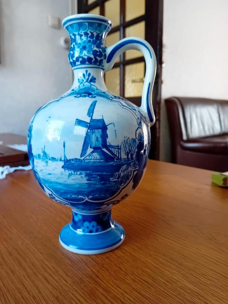 PORCELEYNE FLES VAAS KRUIK MOLEN MOTIEF DELFTS BLAUW, Antiek en Kunst, Antiek | Vazen, Ophalen of Verzenden