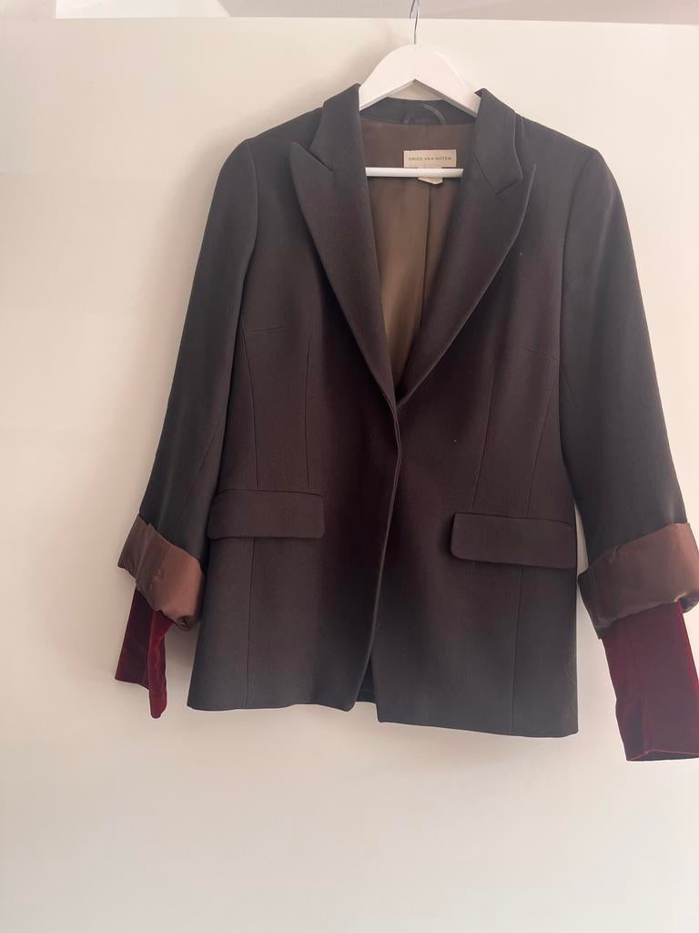 Dries Van Noten Jasje Maat 40 - Bruin met Rode Details, Maat 38/40 (M), Bruin, Ophalen of Verzenden, Zo goed als nieuw