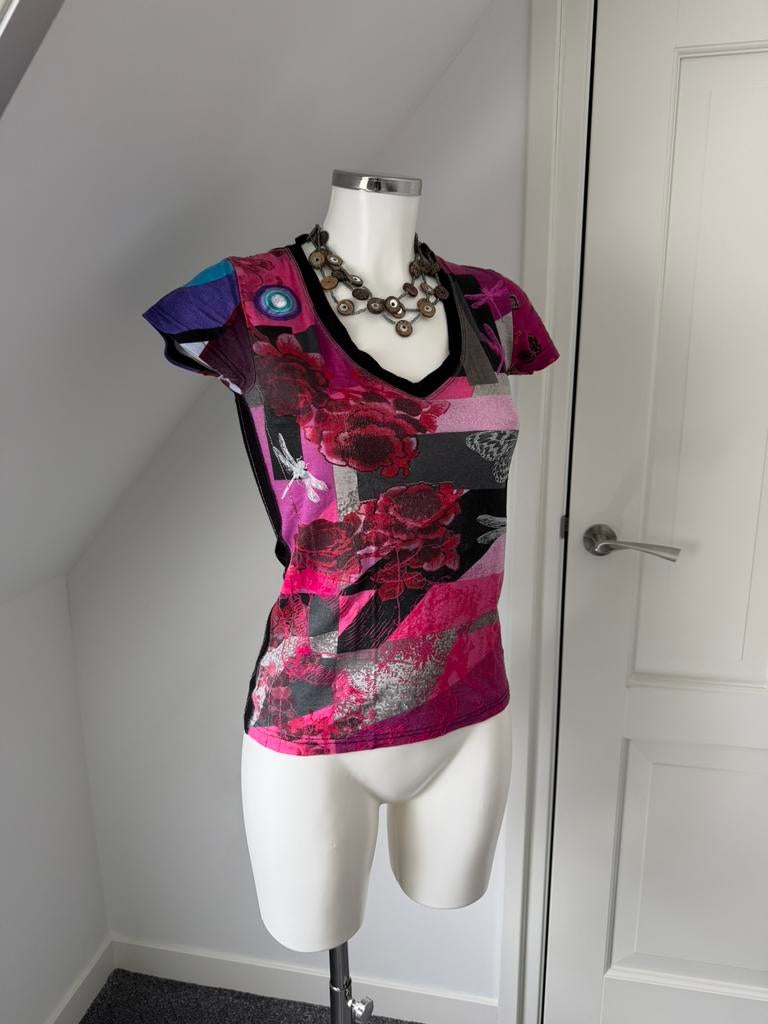 Prachtig zomer shirt van DESIGUAL maat 36 S, Ophalen of Verzenden, Zo goed als nieuw, Maat 36 (S), Korte mouw