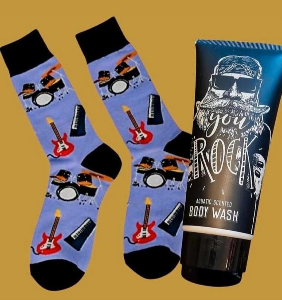MUZIEK INSTRUMENTEN SOKKEN + TUBE ROCK BODY WASH, Ophalen of Verzenden, Nieuw