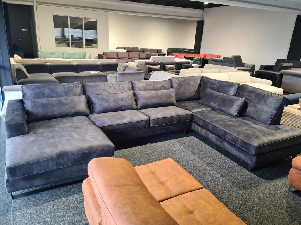 Nieuwe mega U-bank loungebank diverse kleuren en stoffen, Huis en Inrichting, Banken | Bankstellen, Ophalen of Verzenden, Nieuw