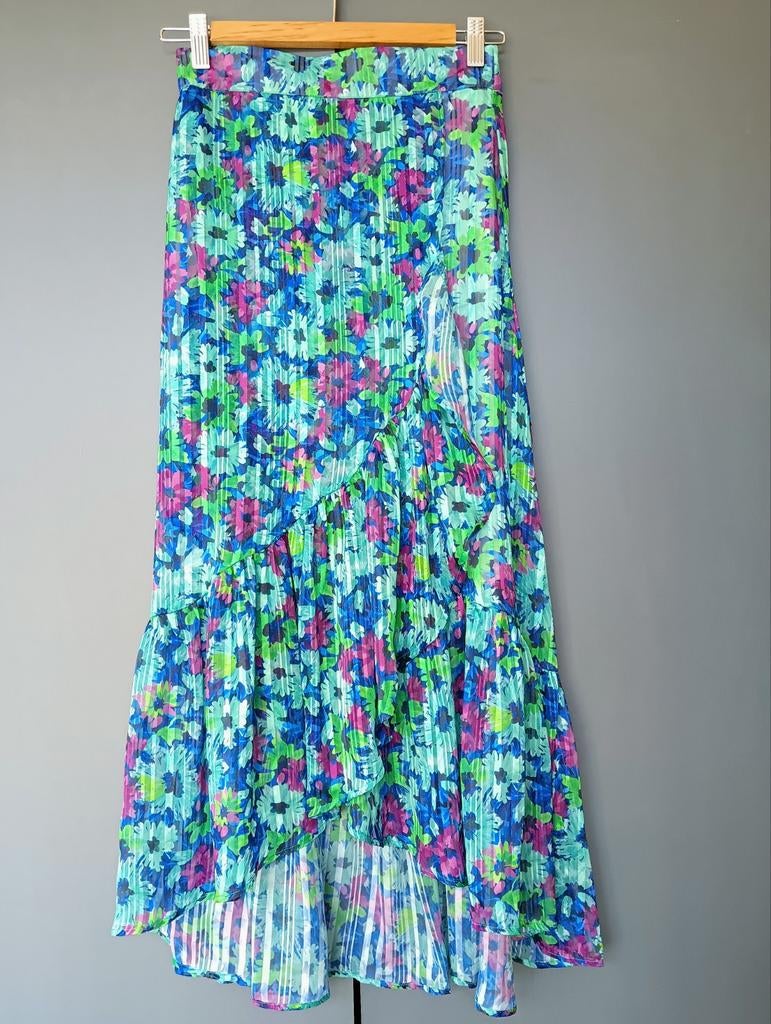 Erg mooie lange rok mt 36,paars/groen/blauw zilver metallic, Kleding | Dames, Rokken, Blauw, Nieuw, Maat 36 (S), Onder de knie