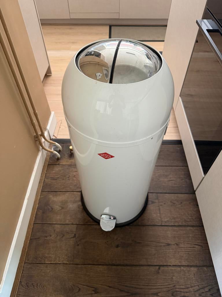 Wesco Kickmaster Maxi 40L - Crème/Wit Pedaalemmer, Ophalen, Gebruikt, Met pedaal, 40 liter of meer