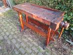 ⚒️ Antieke Vintage Werkbank met Bankschroef, Ophalen of Verzenden, Gebruikt, 70 tot 120 cm, Bankschroef